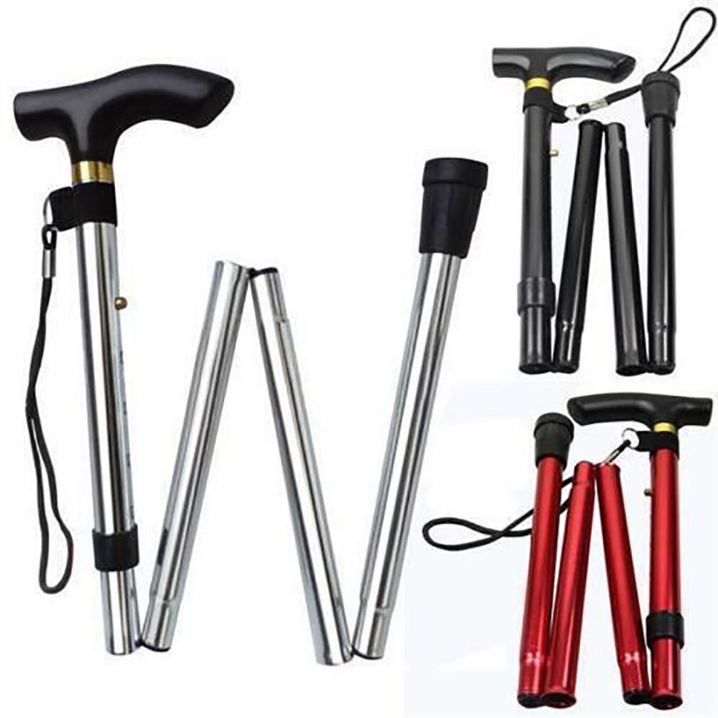 Canne d'escalade à quatre sections télescopique pliant canne Trekking canne anti-dérapant canne âgée canne de marche