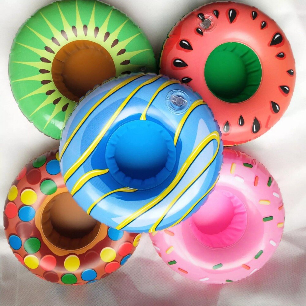Ananas beignet boisson gonflable porte-bière piscine partie approvisionnement flotteur accessoires enfant adultes jouets de bain cerise fruits anneau de natation