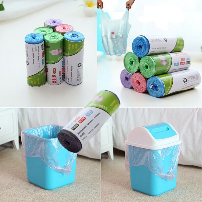 Rubbish Garbage Bin Liners Kitchen Toilet Black Waste Trash Bags Kit With Handle Vest Type Trash BAGS