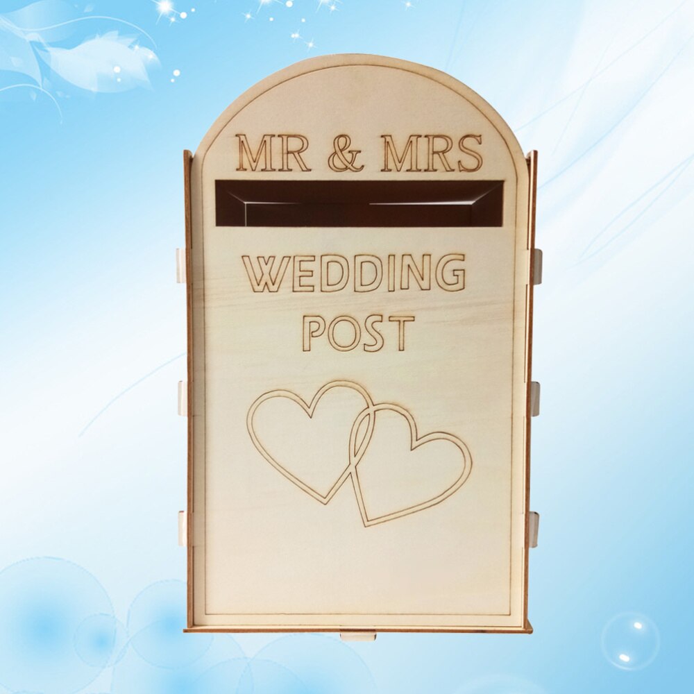 Caja de madera de boda, buzón de correo rústico, soporte de tarjeta de , adornos artesanales, SUMINISTROS DE BODA (con una llave)