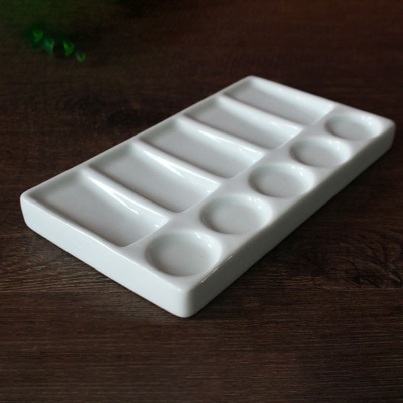 -Ceramic Artist Paint Palette 10-Hole Rectangle fo... – Vicedeal