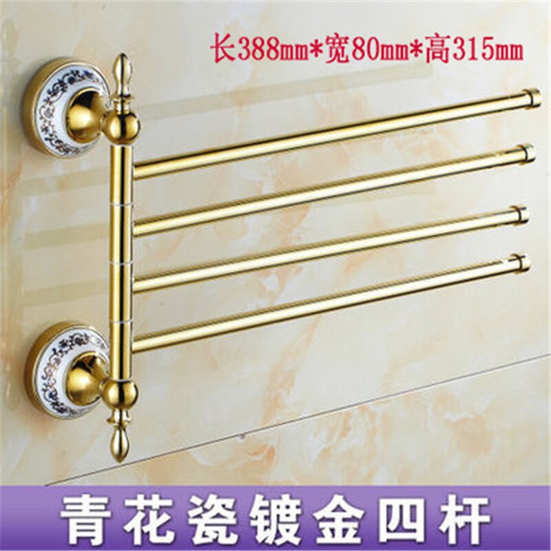 Toallero antiguo europeo para baño, barra giratoria de porcelana, accesorios de baño, 3/ 4 Bar: gold4 rods