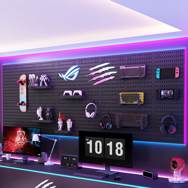 Tablero perforado sin perforación para cocina, organizador de pared, estantes de Panel para habitación de jugadores, estante de almacenamiento para baño, organizador, accesorios de tablero perforado