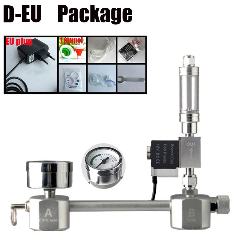 Akvarium  co2 regulatorsystem sett  co2 diffusorgenerator med ventilboble forstøver solenoid fisketank karbondioksid til planter: Deu