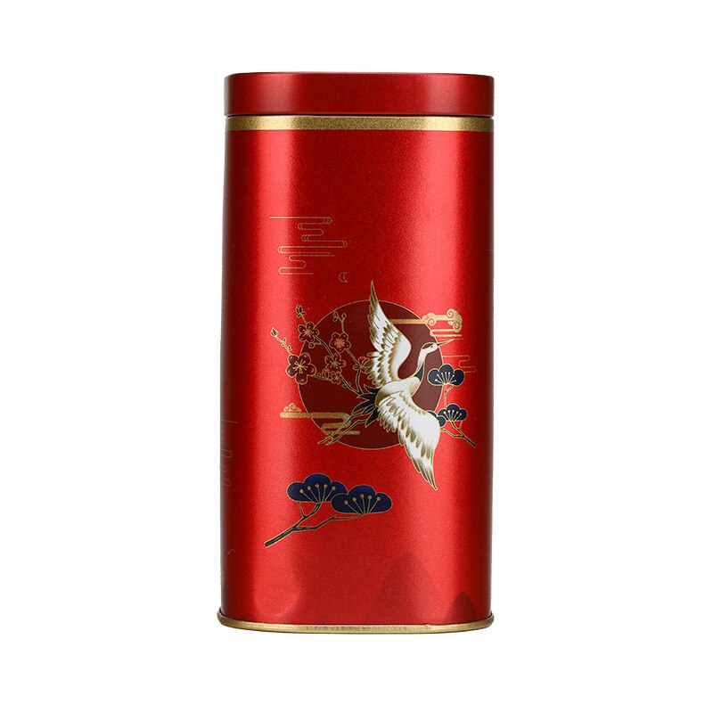 Tea Airtight Container Chinese Style Exquisite Tinplate Storage Tank Tea Packaging White Tea Longjing Black Tea Sealed Tin Can: red