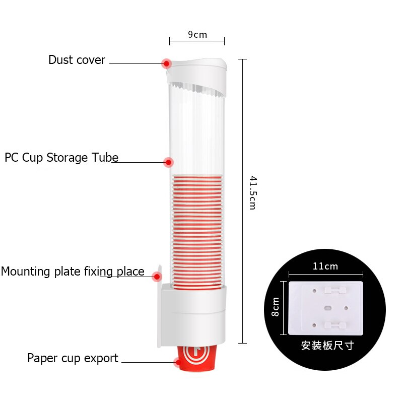 Disposable Paper Cups Dispenser Plastic Cup Holder for Water Dispenser Wall Mounted Automatic Cup Storage Rack Cups Container