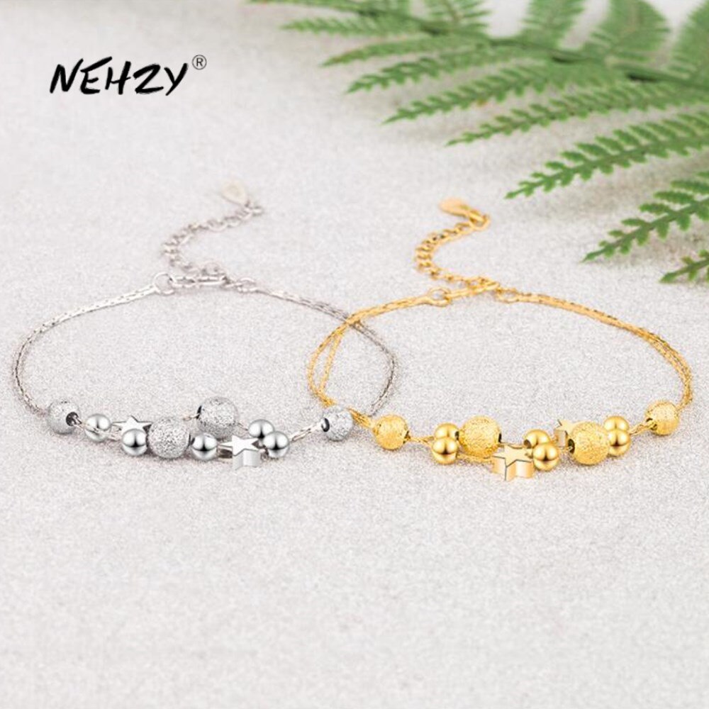 NEHZY 925 sterling silver ladies jewelry round beads five-pointed star DIY bracelet length 22CM