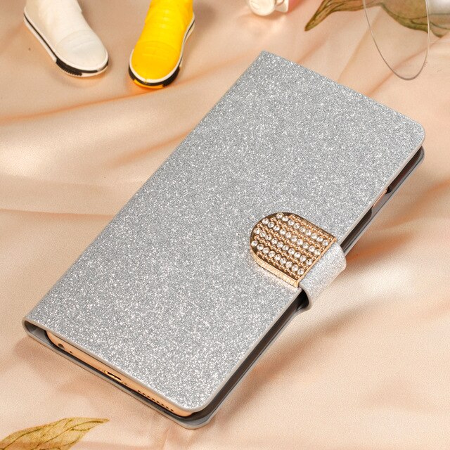 Bling Bling Shiny Rhinestone PU Leather Wallet Case For Samsung Galaxy A22 4G Flip Cover For Samsung A22 SM-A225F/M/N: SFTZ Silver with DO