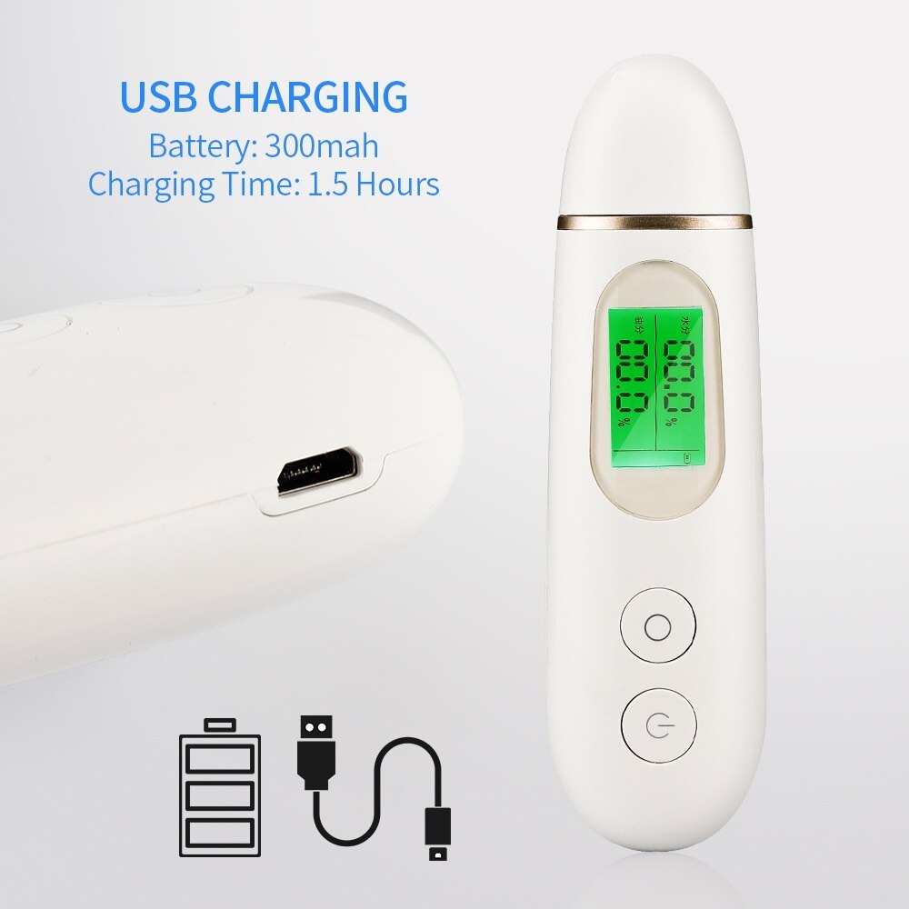 Skin Moisture Tester Digital Display Facial Skin Oil Elasticity White Analyzer Detect Fluorescent Agent USB Recharge Lady Beauty