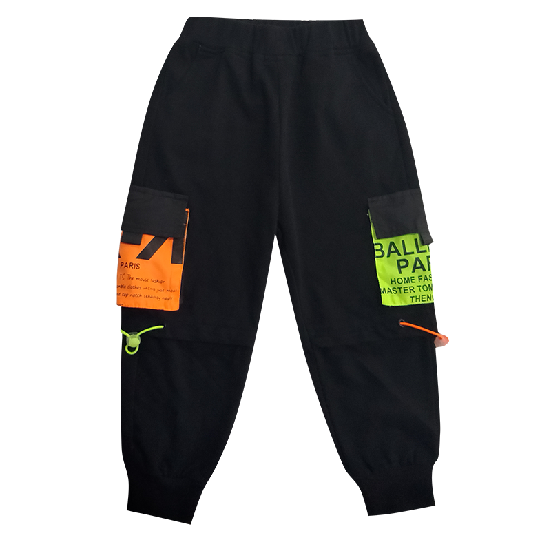 Calça cargo de algodão para bebês, roupas casuais para garotos hip-hop de recém-nascidos com bolsos coloridos, cintura elástica, primavera/outono 3 a 12 crianças: 6