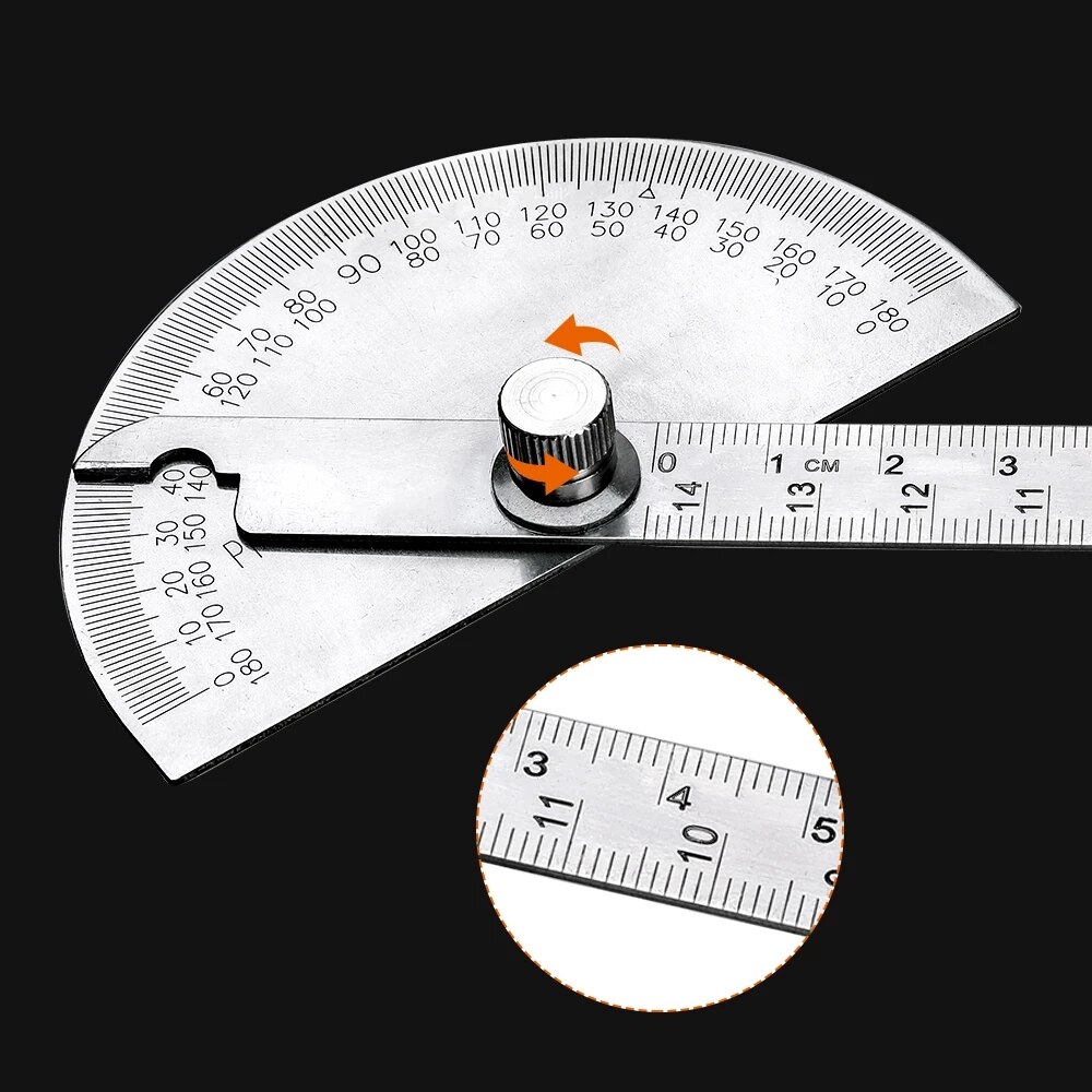 1@#Protractor Angle Ruler Gauge Stainless Steel Angle Gauge Square 180 Degree Semicircle Woodworking Square