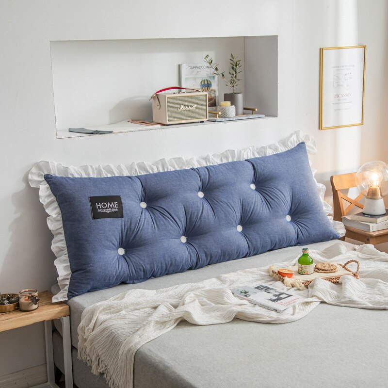 100Cm Grote Lange Lezen Kussen Bed Kussen Rugleuning Kussen Grote Sofa Taille Kussen Slaapkamer Kussen Voor Tatami Dubbele Bed: Blauw