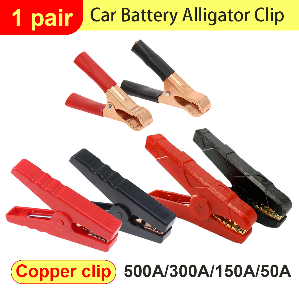 2Pcs Alligator Clips Terminal Car Electrical Battery Crocodile Clamp Test Connector 50A/150A/300A/500A For Jumper Cables Boost