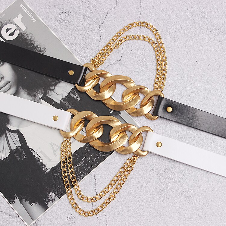 Casual Ketting Met Riem Vrouwen Mode Zwart Pu Leer Elegante Gordels Voor Vrouwelijke Mode Zomer Taille Riem Accessoires