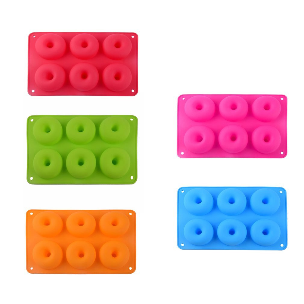 6 Doughnut Silicone Mold Diy Round Cake Angel Circle Biscuit Muffin Mold Donut Silicone Ice Cube Molds Candy Chocolate