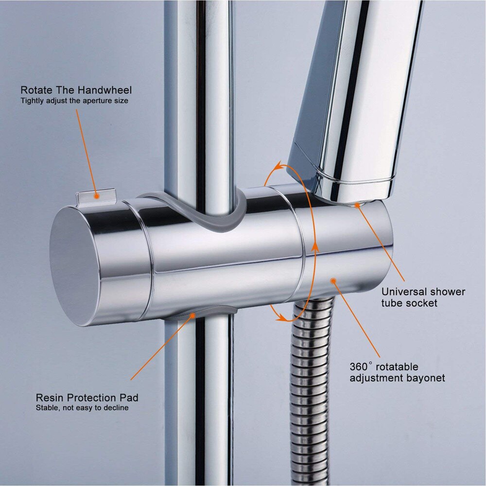 Adjustable Chrome Shower Rail Head Slider Riser Ab... – Vicedeal