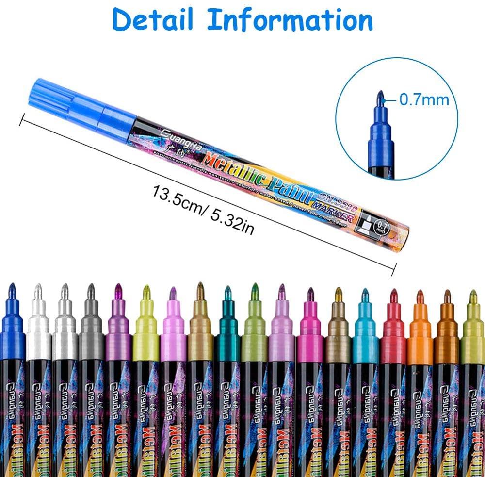 Juego de rotuladores metálicos de 18/24mm, Set de 6/12/0,7 colores, pinturas acrílicas, dibujo, grafiti, pintura, material escolar, papelería artística