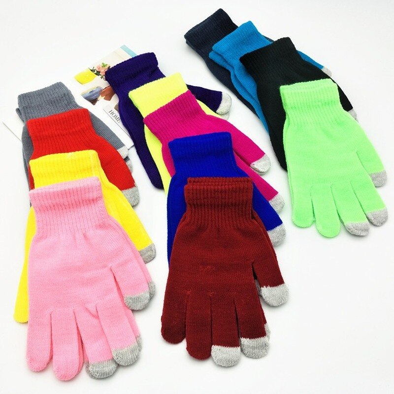 Luvas femininas com touch screen, luvas grossas de alta qualidade, elásticas e estilosas, luvas de dedo elegantes e chique
