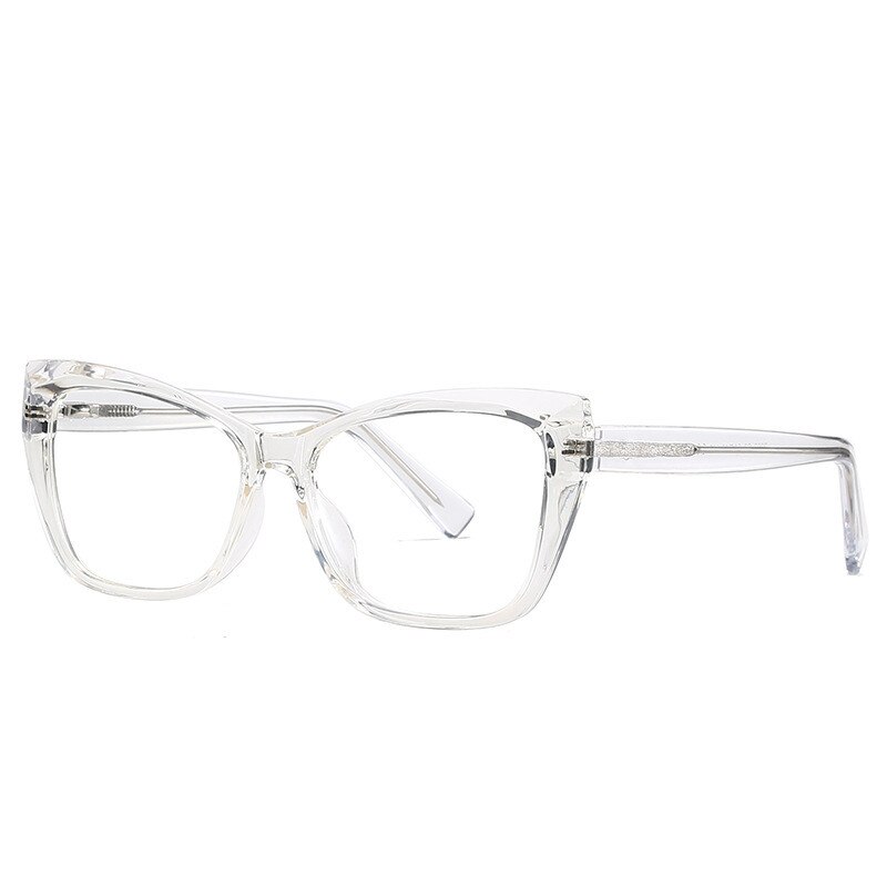 Gafas de prescripción montura de gafas de acetato tendencia de ojo de gato para mujeres gafas ópticas para lentes de receta: Transparent