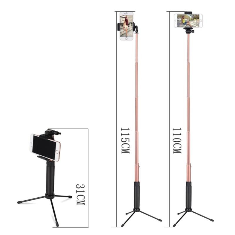 Extendable Selfie Stick Tripod Bluetooth Remote With Mirror For iPhone X 8