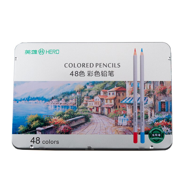 24/36/48/72 Color Watercolor Pencil Set Art Sketch Drawing Wooden Lead Pencils Art School Stationary Supplies: 48 color Iron box