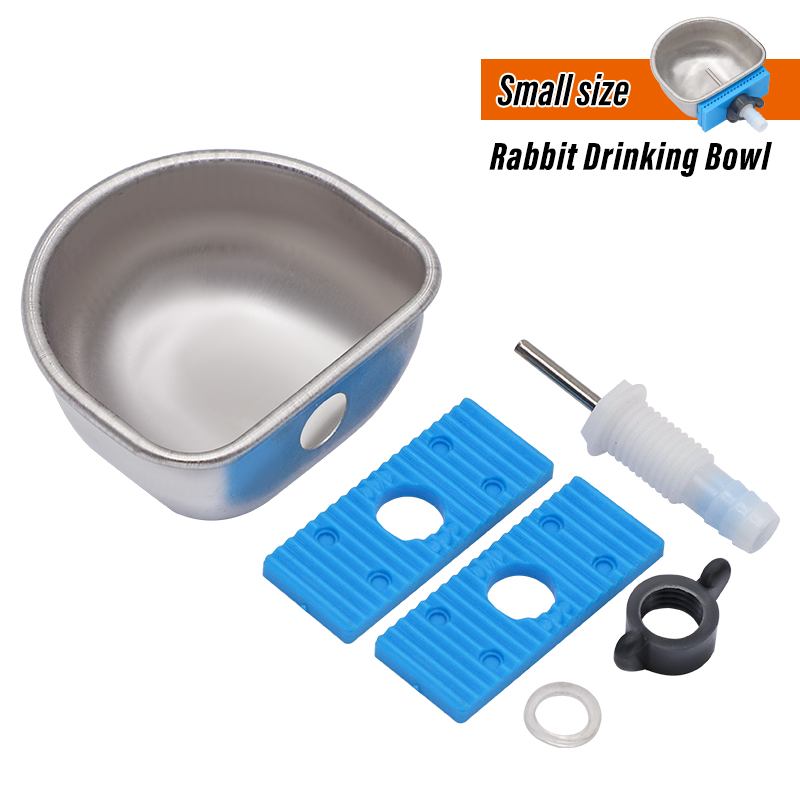 5 Sets Stainless Steel Rabbit Water Bowl Farm Pet Automatic Drinker Rabbit cage fix cup Raising Fox Mink Drinking Bowl: WHITE