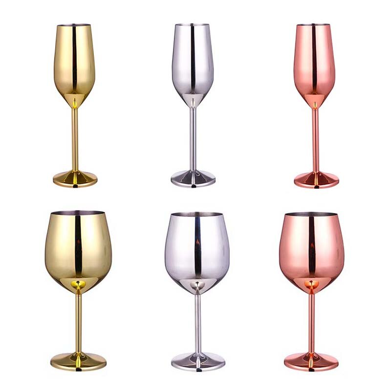 304 Stainless Steel Food Grade Red Wine Goblet Glass Cocktail Glass Metal Wine Glass Bar Restaurant Goblet Rose Gold