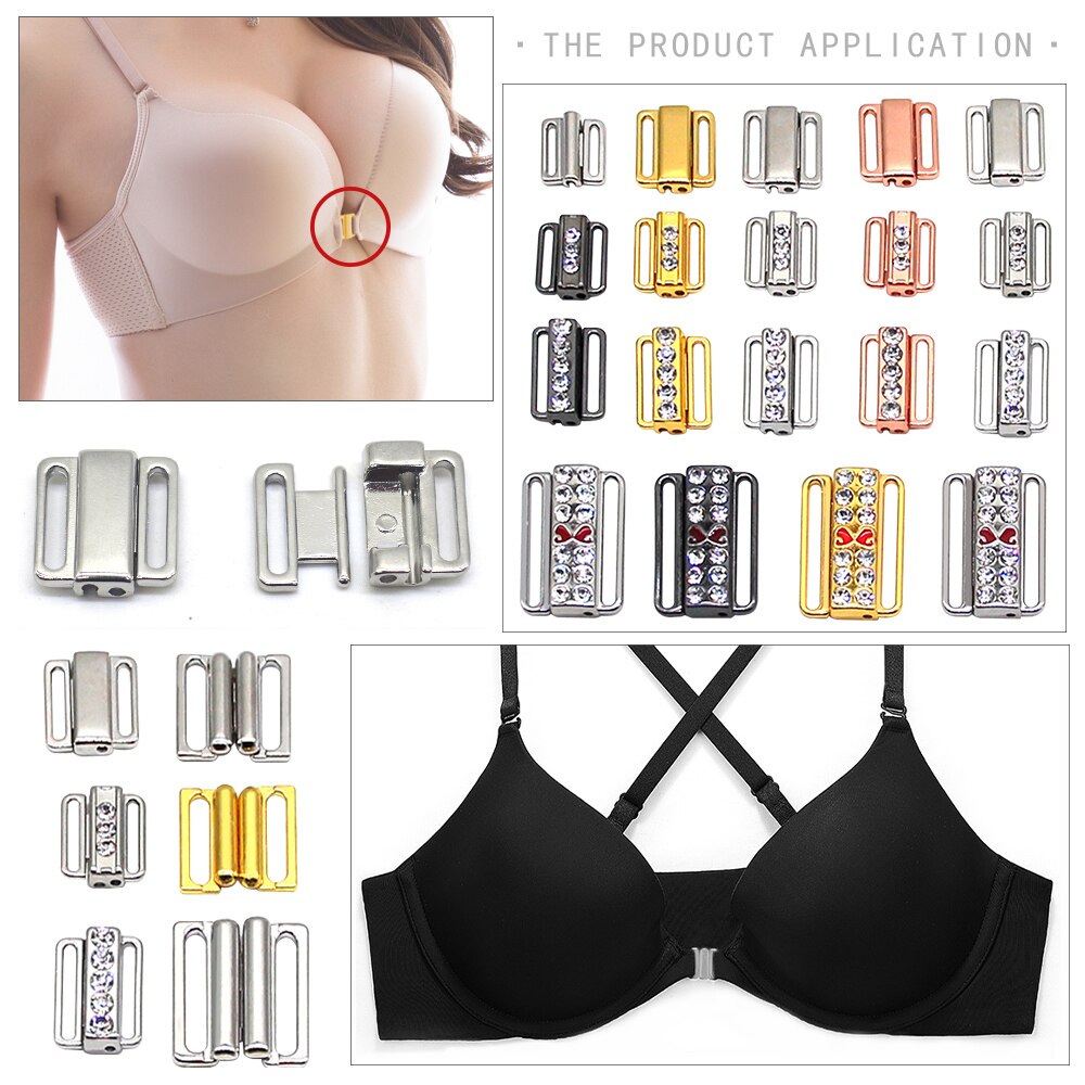 2 teile/los silber Gold Rechteck Band Verschluss Haken &Ampere; Schließe Strass bh schnalle Taille Verlängerung NäHenne Auf Kleidung Bh Clip haken