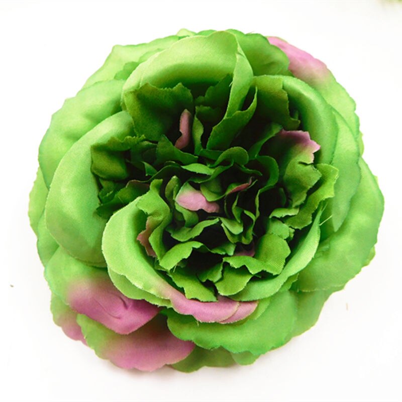5 stk  (12 cm/ a) simulering af kunstige silkeblomster blomsterhoveder / hjem haven dekoration diy bryllup krans boks baggrund: Grøn