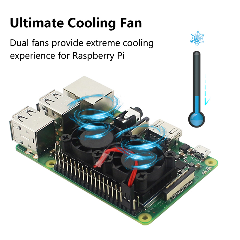 Raspberry Pi 3 doble ventilador con disipador de calor doble sistema de refrigeración radiador enfriador para Raspberry Pi 3 Modelo B 3B Plus 3B +