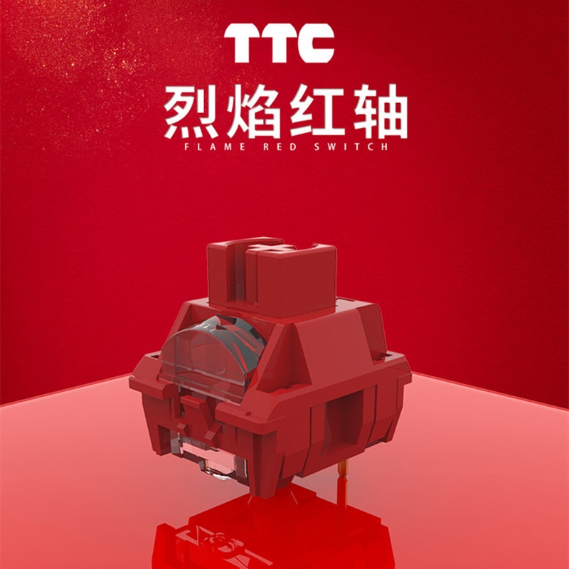 TTC Flame Red Switch Mechanical Keyboard Linear 3 Pins 45g Gold Contact with Collect Backlight Mirrow 24.5mm Spring Game GK61