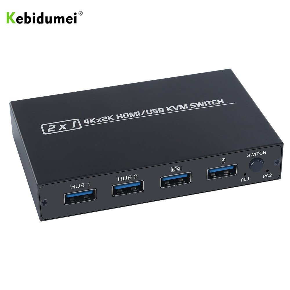 2x1 Switch Box 4K USB HDMI KVM Video Display USB Switch Splitter Adaptive EDID/HDCP decryption For office monitoring host