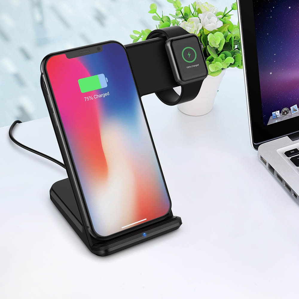2in1 Draadloze Dock Voor Apple Horloge Charger Station Qi Snelle Magnetic Charging Stand Voor Iphone 12 11 10 9 Iwatch serie 6 5 4 3 Se