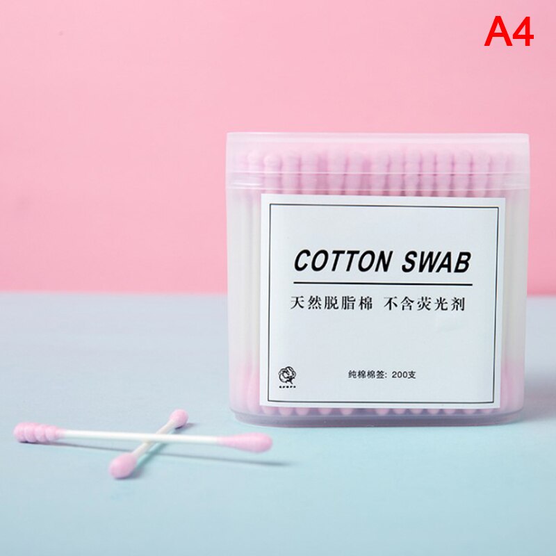 200pcs Makeup Cotton Swab Swab Household Disposable Double-Headed Boxed: A4