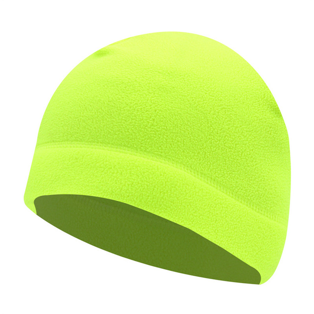 Herr mössa i polarfleece vinter varm utomhussport skidåkning cykling mössa hatt vindtät mjuk mössa mössa dam skidcykel mössa kepsar: Fluorescerande grön