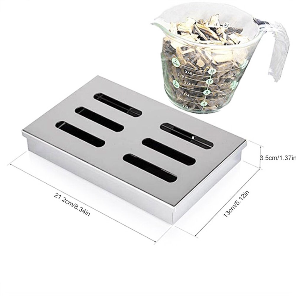 Outdoor Stainless Steel Wood Chip Smoking Box Barbecue Grill Cooking Accessories Compact size makes it easy to carry and use.