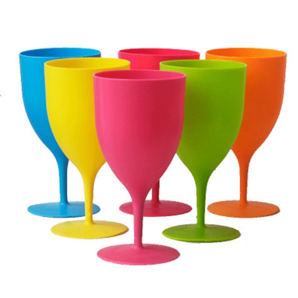 6 kpl muoviset viinilasit pikari samppanjajuhla piknikbaari juomakuppi värikkäitä himmeitä kuppeja festivaali drinkware