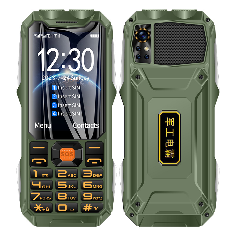 YEEMI Q9 GSM 2G red teléfono móvil 4 tarjetas SIM barra resistente teléfono móvil pantalla HD de 3,5 pulgadas batería grande voz fuerte para personas mayores: green / Bundle (Pack) 1