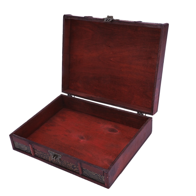 Caja de madera para guardar joyas, caja grande de madera Vintage con cerradura de Metal, de boda, embalaje, decoración Manual para escritorio