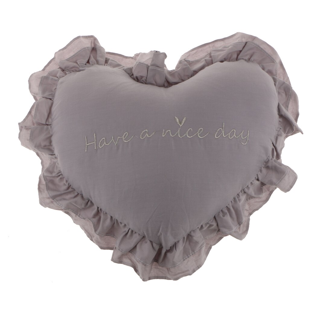 Almohada de algodón con forma de corazón, cojín de asiento lavable, color gris + rosa, 40x45cm, 2 uds.