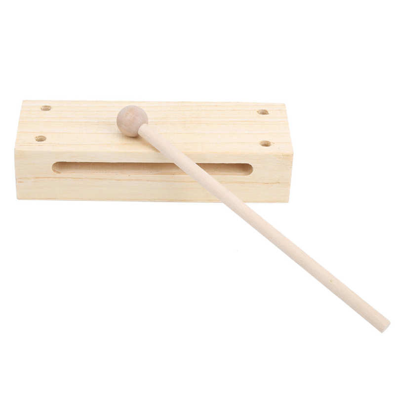 Wooden Percussion Block with Hammer for Kids Musical Education Rhythm Instrument