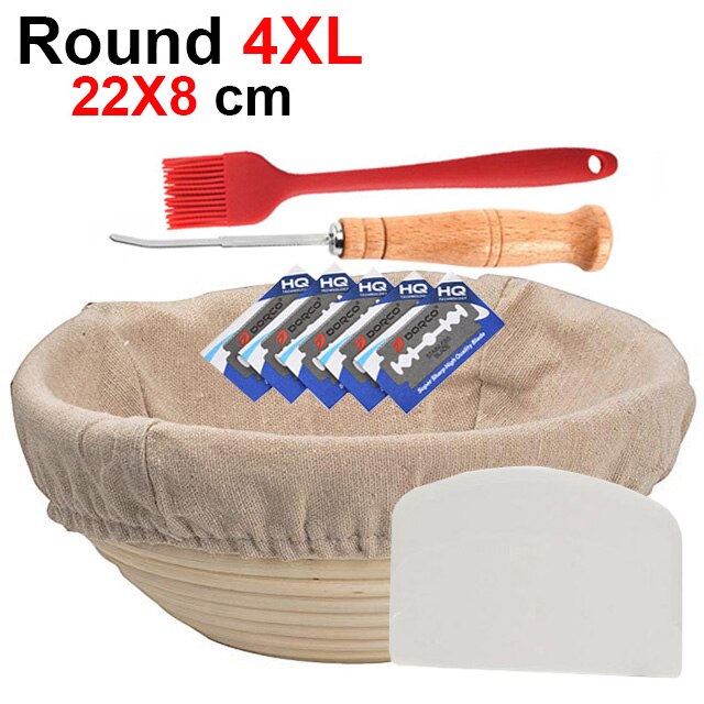 UPORS Natural Bread Proofing Basket Rattan Oval Wicker Sourdough Dough Fermentation Banneton Bread Basket: Round 22X8
