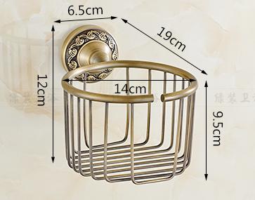 Antique Brushed Brass Bathroom Accessories Sets European Carving Bronze Bathroom Hardware Set Bathroom Products Rw2: paper holder basket