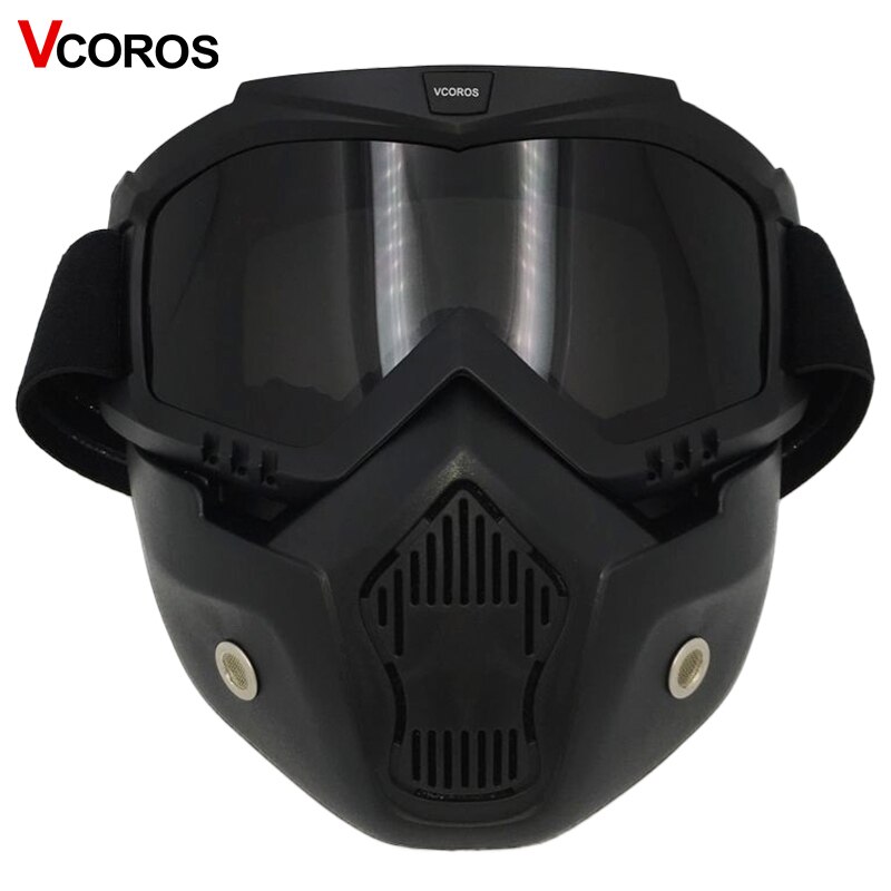 The desmontable Modular face shiel casco clásico gafas con filtro bucal para casco de motocicleta Moto gafas para juegos de disfraces: black frame black
