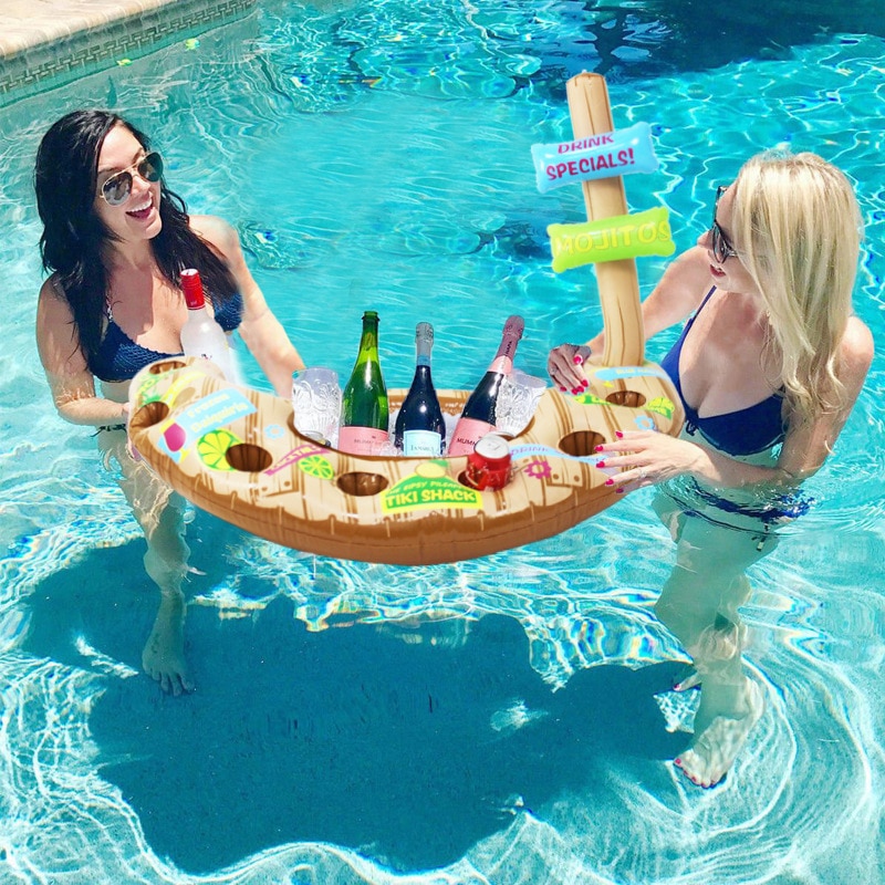 Swimming Pool Drink Float Holder Party Inflatable Salad Bar Buffet Pool Inflatable Ice Bucket Outdoor Food Supplies Toy Stand