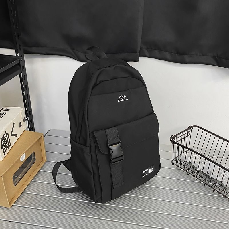 Schulranzen für Teenager und mädchen, studentenrucksäcke, damen und herren, großes fassungsvermöGen, lässig-preppy stil: Schwarz