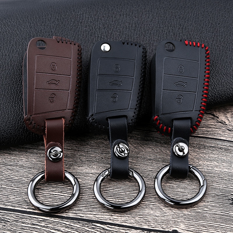 Leather Car Key Cover Case for VW Volkswagen Tiguan mk2 Magotan Passat B8 Polo Golf 4 5 6 7 mk7 Jetta mk6 Eos Scirocco