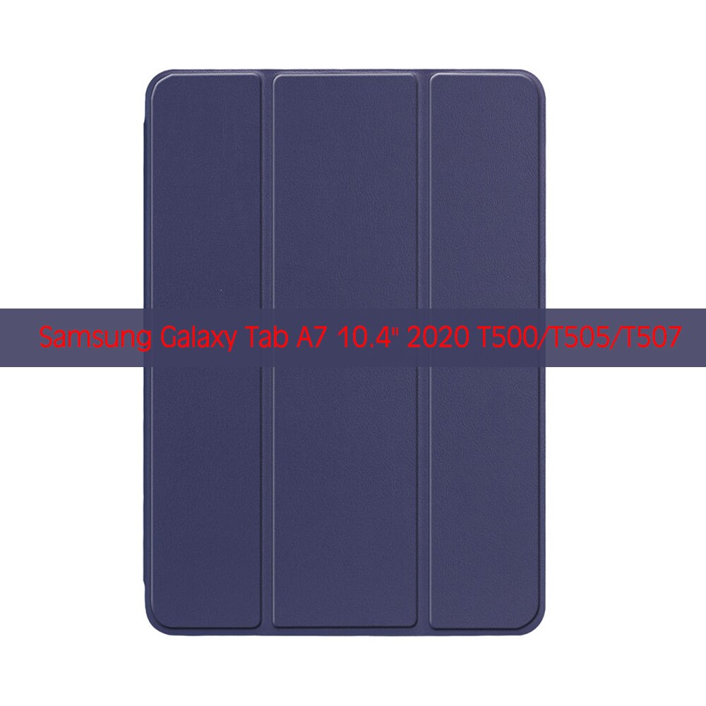 Case Voor Samsung Galaxy Tab A7 10.4 ''Fundas Voor Tab A7 10.4'' SM-T500 T505 T507 Pc Back pu Lederen Smart Cover Auto Sleep: Navy