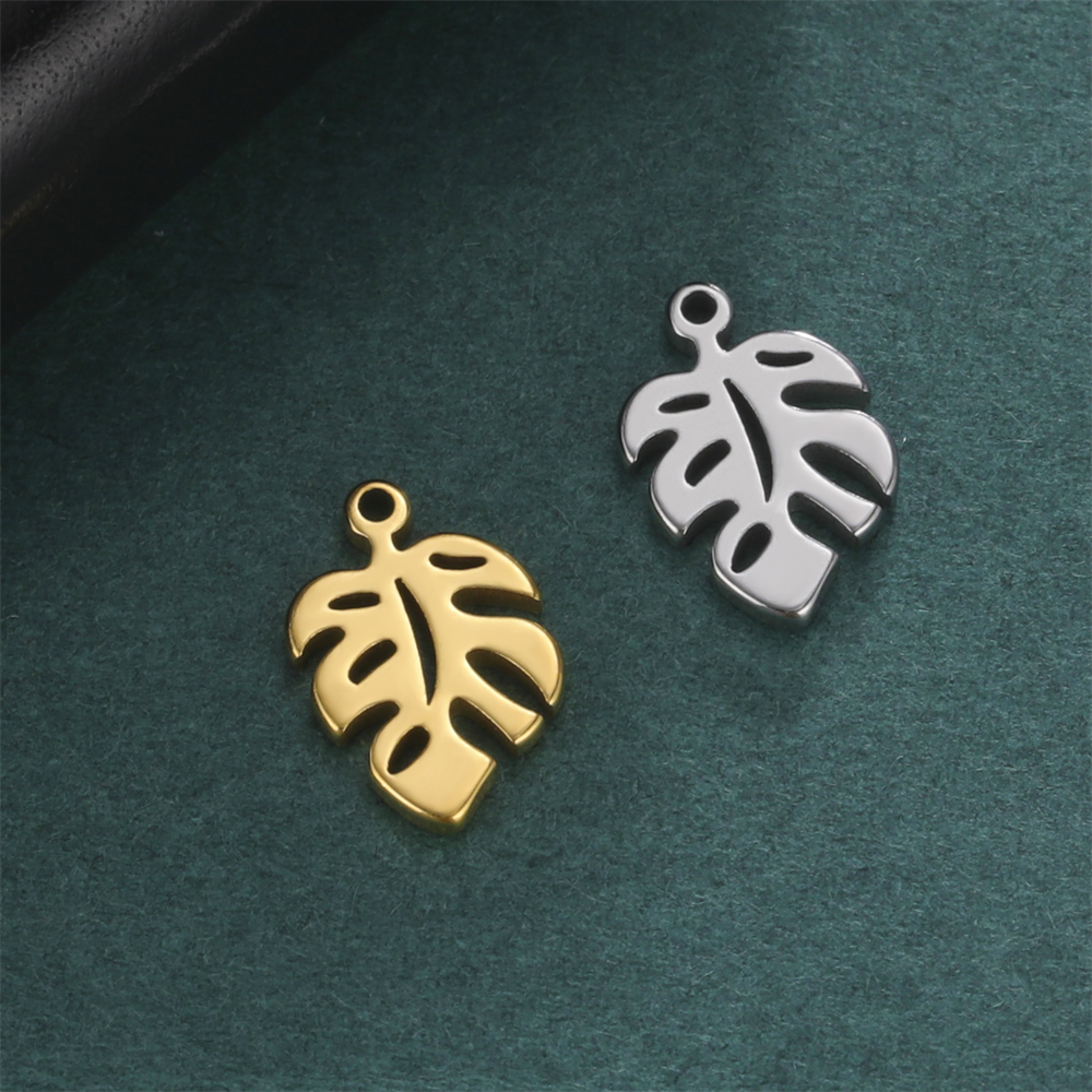 10 pezzi tutto'ingrosso ciondoli con foglie minuscole ciondoli in acciaio inossidabile per gioielli collane fatte a mano orecchini accessori fai da te forniture