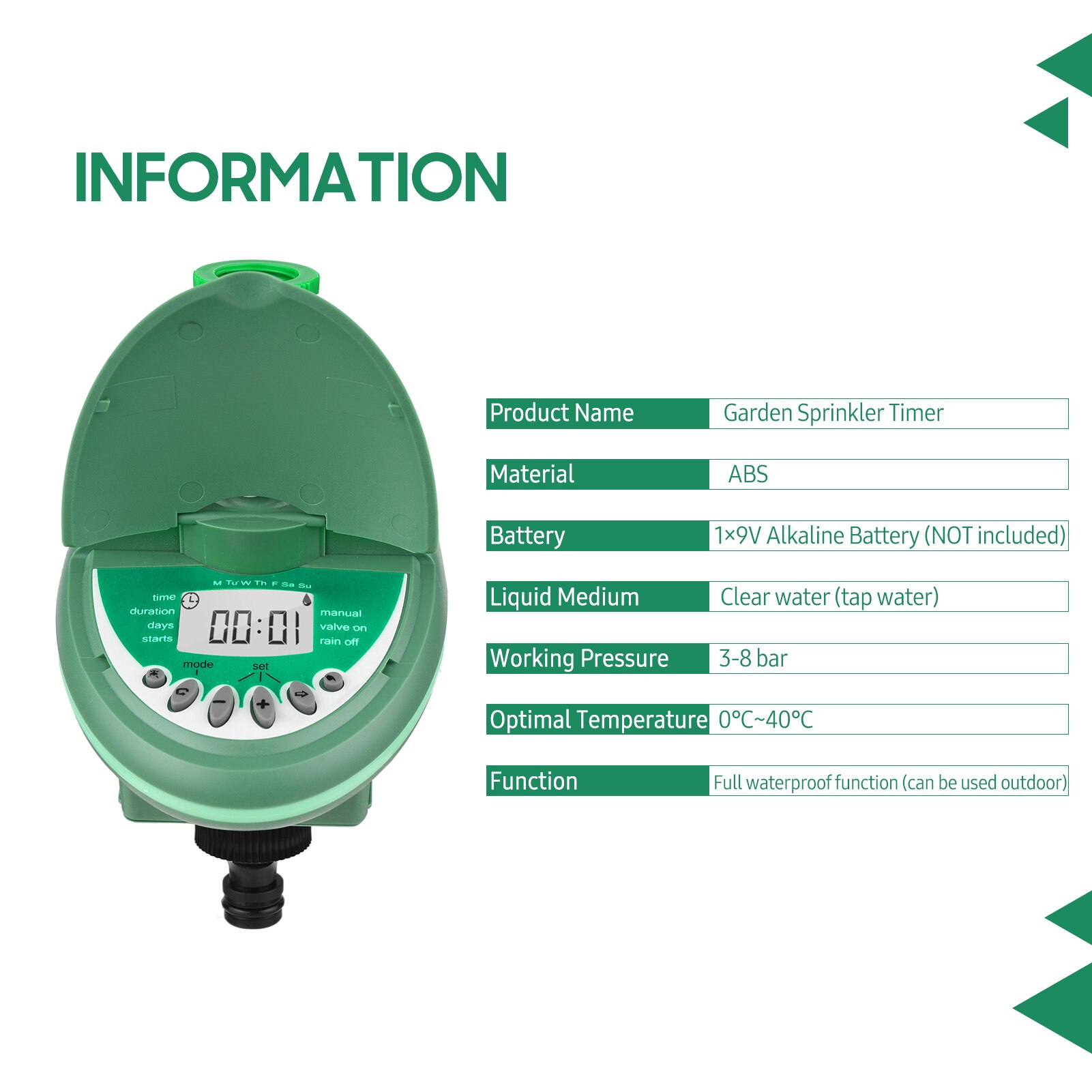 Temporizador de riego automático, controlador de sistema de riego de jardín programable, impermeable, herramienta de jardín de riego automático